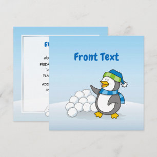 Convites Pinguim pequeno com bolas de neve balançando
