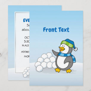 Convites Pinguim pequeno com bolas de neve balançando