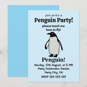 Convites Pinguim Por Favor Me Ensine a Voar Pinguim Engraça