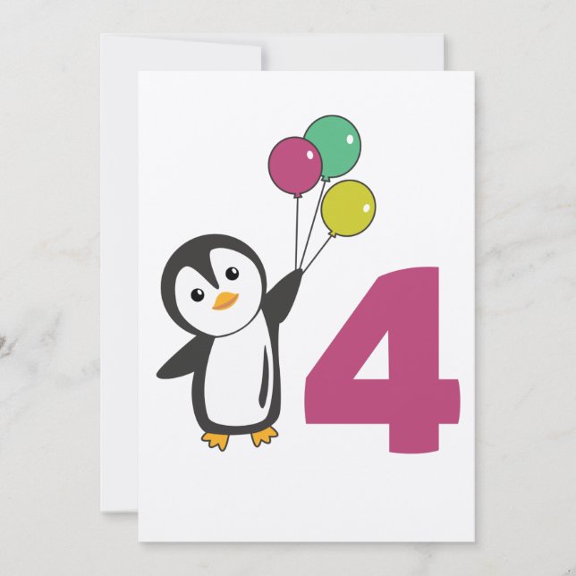 Convites Pinguim Quarto Balões De Aniversário Para Crianças (Frente)