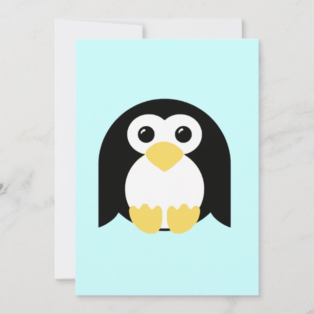 Convites Pinguim redondo pequeno (Frente)
