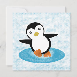 Convites Pingüino patinando en la nieve