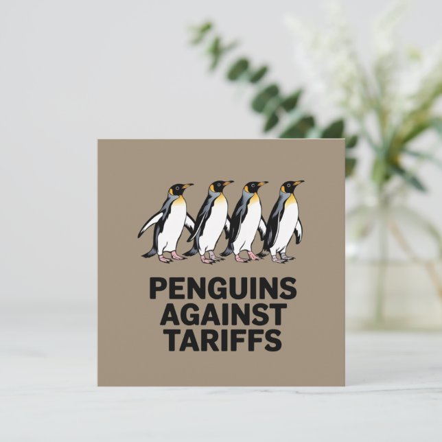 Convites Pinguins Antigos Protestam Contra Tarifas Engraçad (Em pé/Frente)