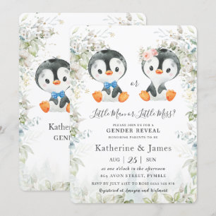 Convites Pinguins bonitos Gerência Gênero Revelação Ch