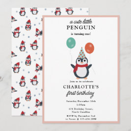 Convites Pinguins Cachorros Crianças de inverno Aniversário