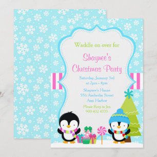Convites Pinguins Cachorros de inverno de Natal
