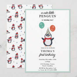 Convites Pinguins Cachorros Pinguins Invernos Crianças Meni