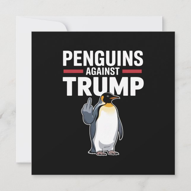 Convites Pinguins de Asas Levantadas Resistem Contra Trump (Frente)