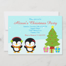 Convites Pinguins e Árvore de inverno de Natal giro