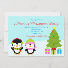 Convites Pinguins e Árvore de inverno de Natal giro