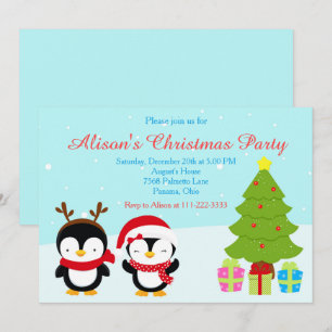 Convites Pinguins e Árvore de inverno de Natal giro
