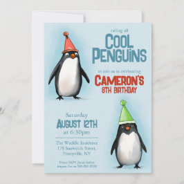 Convites Pinguins legal celebram o aniversário da criança