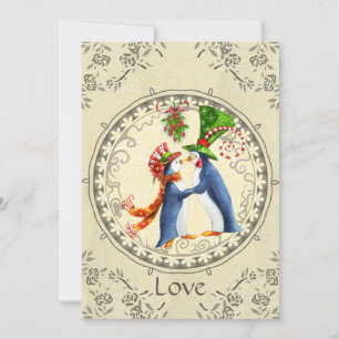 Convites Pinguins, Save the Date de Inverno Vintage de Musg