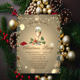 Convites Pinhas,Galhos,Chapéu de Papai Noel Champanhe Natal