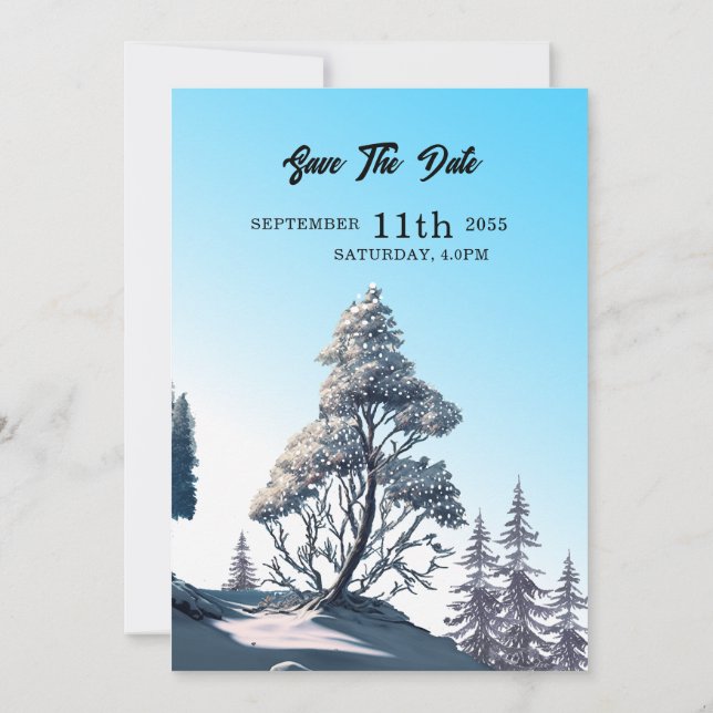 Convites Pinheira-aquarela de inverno design (Verso)