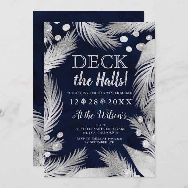 Convites Pinheira de Natal embebida em prata no convés dos  (Frente/Verso)