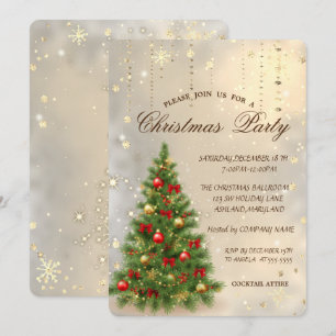 Convites Pinheiro de Natal Chic,Flocos de Neve Natal