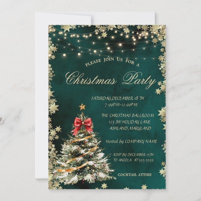 Convites Pinheiro de Natal,Estrelas Verde Empresa de Natal  (Frente)