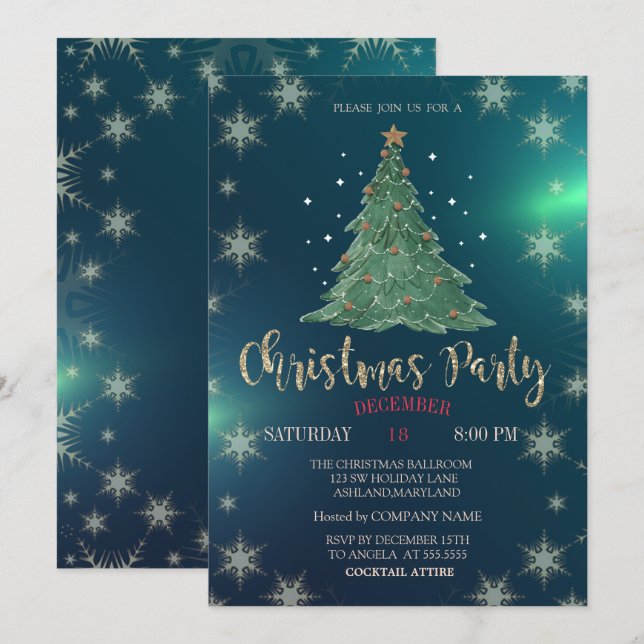 Convites Pinheiro de Natal, Festa da Empresa Verde (Frente/Verso)