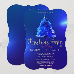 Convites Pinheiro de Natal, Festa de Natal Azul da Empresa