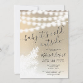 Convites Pinheiro de neve dourado luzes chá de fraldas