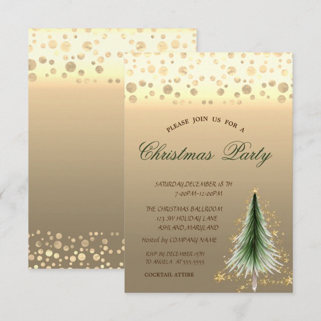 Convites Pinheiro de Ouro, Festa de Natal Corporativa Ponti (Frente/Verso)