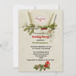 Convites pinheiro elegante e presentes beige Natal