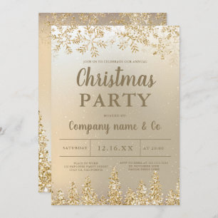 Convites Pinheiro metálico de ouro de inverno Natal