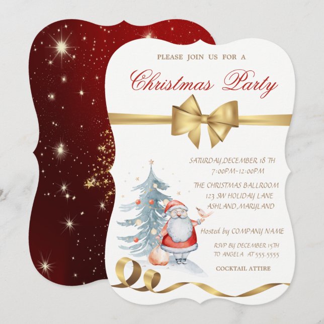 Convites Pinheiro, Papai Noel Natal  (Frente/Verso)