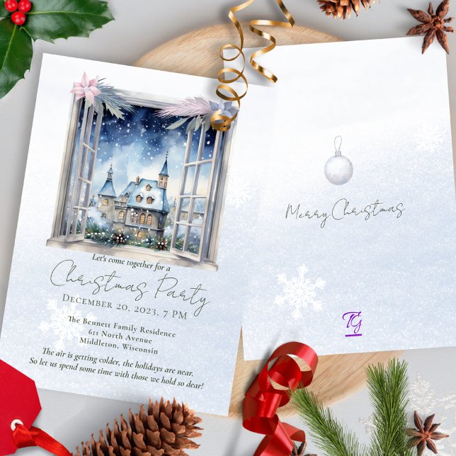 Convites Pinheiros de inverno Floresta de Aquarela Natal (Criador carregado)