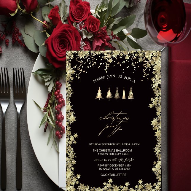 Convites Pinheiros Dourados Festivos, Festa de Natal das Es (Criador carregado)