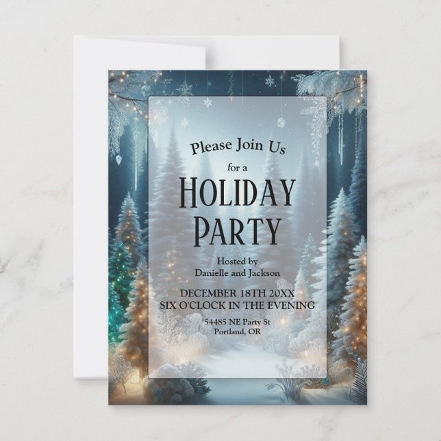 Convites Pinheiros foscos do Festa Holliday de Inverno (Frente)