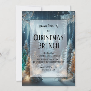 Convites Pinheiros foscos em Brunch de Natal brilhante