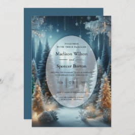 Convites Pinheiros foscos no Casamento Brilhante de inverno