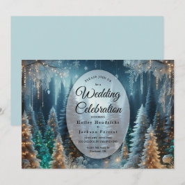 Convites Pinheiros foscos no Casamento Brilhante de inverno