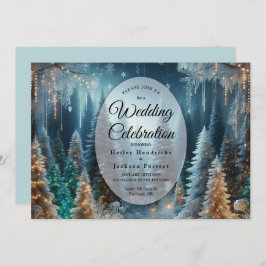 Convites Pinheiros foscos no Casamento Brilhante de inverno