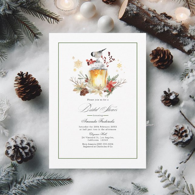 Convites Pinho do inverno russo e Chá de panela de Spruce (Rustic Winterland Pine and Spruce Bridal Shower Invitation)