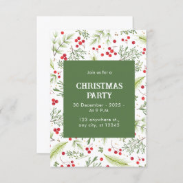 Convites Pinho Floral Verde e Vermelho e Feliz Natal