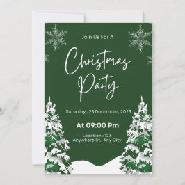 Convites Pinho verde com floco de neve moderno Natal