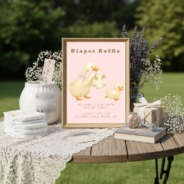 Convites Pink A Silly Goose Diaper Raffle Table Sign 