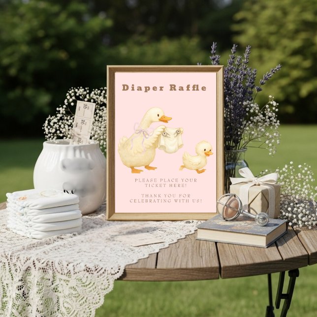 Convites Pink A Silly Goose Diaper Raffle Table Sign  (Pink A Silly Goose Diaper Raffle Table Sign)