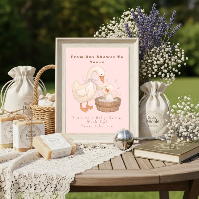 Convites Pink A Silly Goose From Our Shower To Yours Sign (Pink A Silly Goose From Our Shower To Yours Sign)