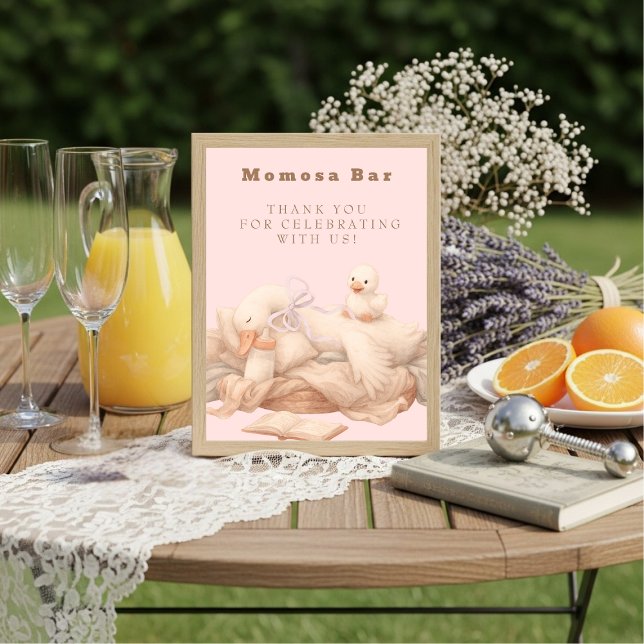 Convites Pink A Silly Goose "Momosa" Mimosa  Table Sign  (Pink A Silly Goose "Momosa" Mimosa Table Sign)