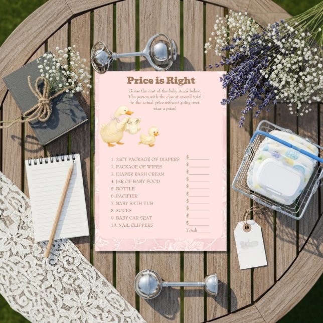 Convites Pink A Silly Goose Price is Right Game card (Pink A Silly Goose Price is Right Game card)