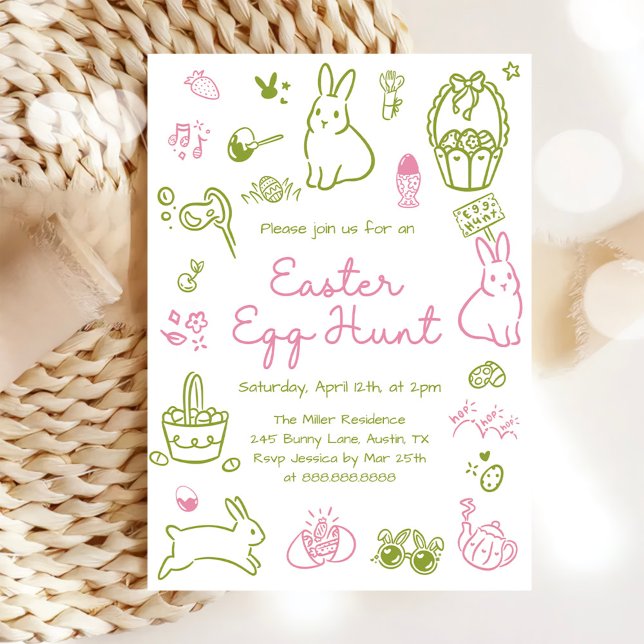 Convites Pink and Green Easter Egg Hunt Party (Criador carregado)