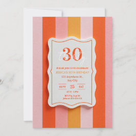 Convites Pink and Orange Gummy Striped Frame Birthday
