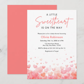 Convites Pink and Red A Little Sweetheart Baby Shower 