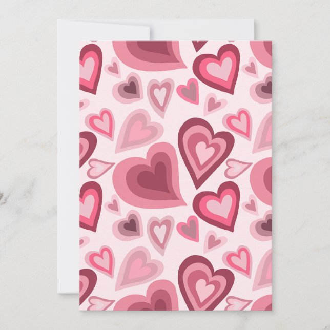 Convites Pink and Red Layered Heart Pattern (Frente)