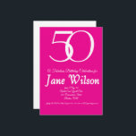 Convites  Pink and white 50th Birthday Invitation<br><div class="desc">A beautiful,  Pink and white 50th birthday invitation you can personalize and send out for your fiftieth birthday party celebration. The words "50 and Fabulous" are set using popular typography.   Other colors and patterns are available.</div>