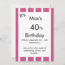 Convites Pink and White Striped Birthday Invitation –